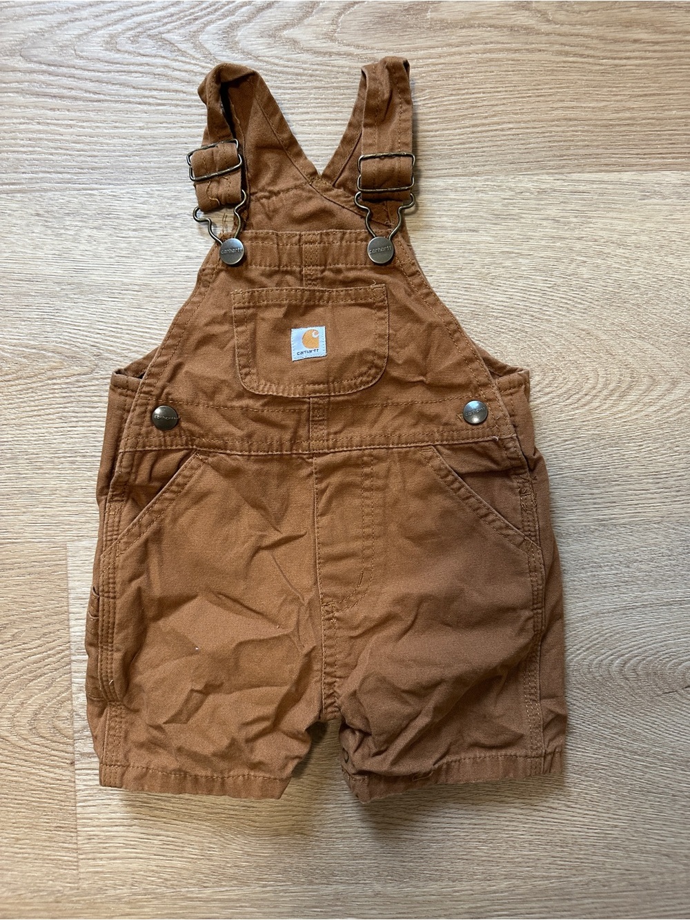 Carhartt Kids Tan Brown Canvas Short Overalls